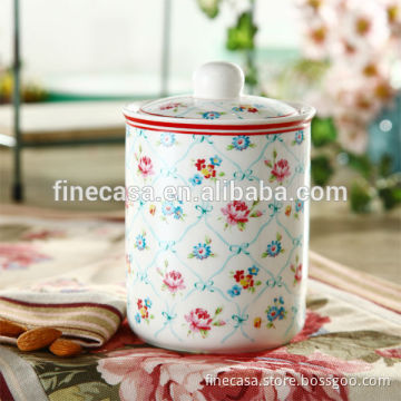 800CC Elegant Fine New Bone China Airtight Ceramic Coffee Canister of Mary Garden